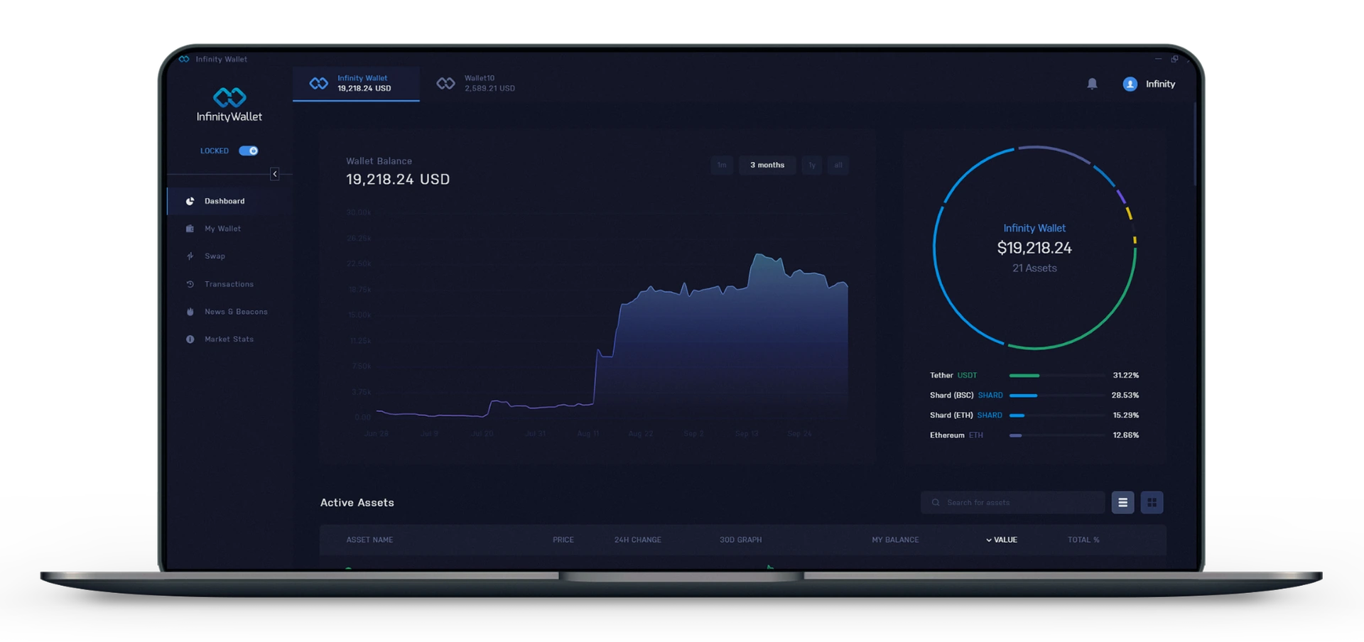 Infinity Wallet dashboard preview